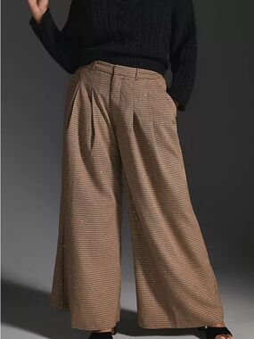 House of Harlow 1960 Wide Leg Sparkle Knit Pants - Brown
